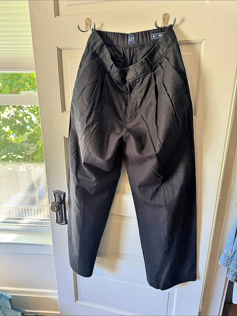 GAP 365 High Rise Linen-Blend Trousers High Rise Black Trousers Size 6